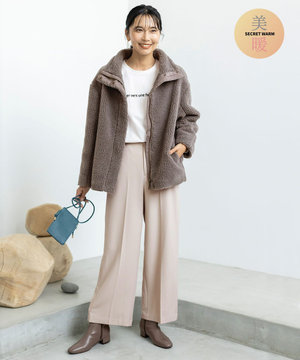 【ウエストゴム/リントラク加工/裏起毛/ストレッチ】シークレットウォーム ワイドパンツ