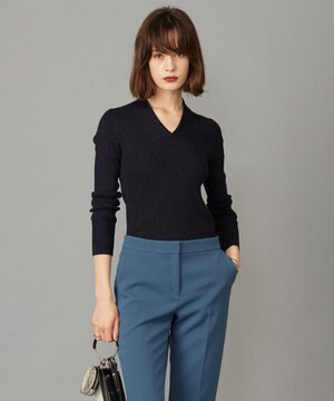  【洗える】エクストラファインメリノ Vネックプルオーバー