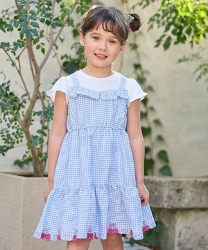  ギンガム ドッキングワンピース