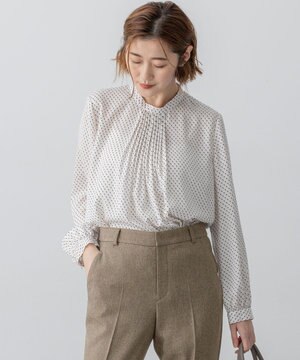  【洗える】グラデーションドットプリント ブラウス