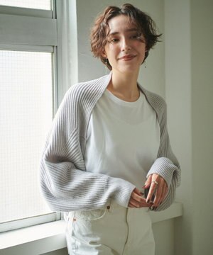  【洗える】エアリーウールボレロカーディガン