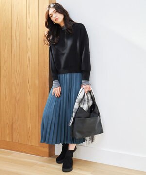  【大好評につき新色登場/洗濯機可/ウエストゴム】プリーツスカート