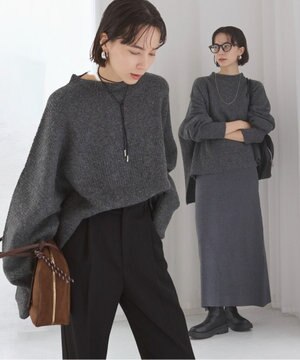  【ANGIE VINTAGE/2点セット】ハイネックワイドニット&スカートセット