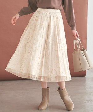  ラインアートプリーツ スカート