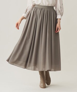  【ウエストゴム・洗える】シアーギャザー スカート