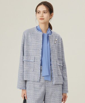  【セットアップ対応・洗える】ライトミックスツイード ジャケット