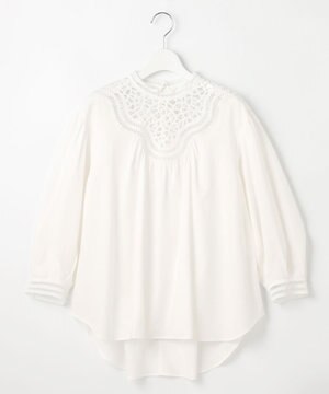  【GOLD LABEL】モダンコットン レースコンビ ブラウス