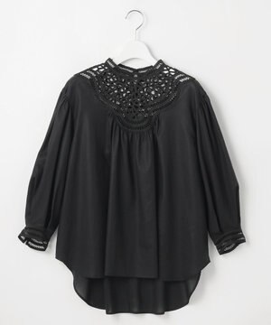  【GOLD LABEL】モダンコットン レースコンビ ブラウス