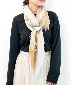  ブロックチェック シルクカシミヤストール