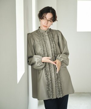 【シワになりにくい/洗濯機可能】ロングフリルチュニック