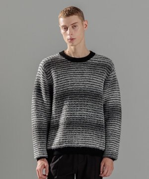  ヘアリーグラデーション　クルーネックニット