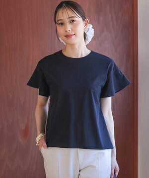  【WEB限定】プレーティング天竺フリルスリーブ Tシャツ