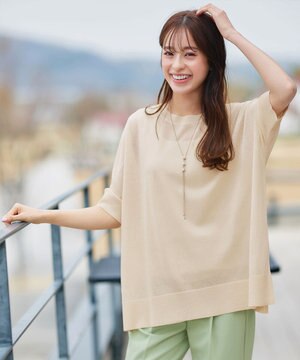  【洗える】サラサラUVシアーニットドルマントップス