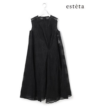  【エステータ】シャドーチェック アシンメトリー ワンピース