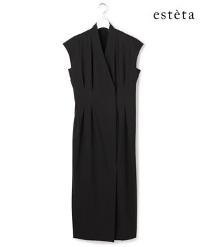  【エステータ】マットクレープジョーゼット ワンピース