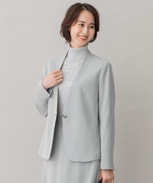  【XSサイズ～/洗える】ダブルフェイススーティング ノーカラージャケット