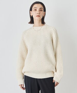  【男女兼用】ウールポップコーン クルーネック ニット