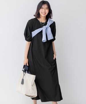  【洗える】ライトスムース Aライン ワンピース
