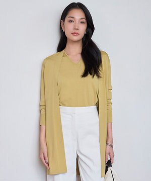  【洗える】シンセティックハイゲージ ロングカーディガン