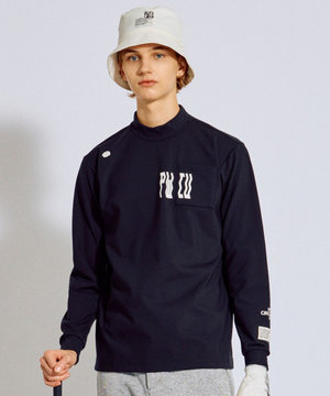 【裏起毛であたたか】【MEN】WAVY LOGO 裏起毛ロングスリーブモックネックT ゴルフ