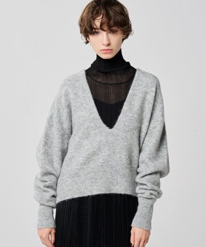 アルパカニット 深Vネック トップス（uncrave WHITE）