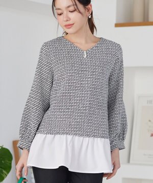  ツイードコンビフレアチュニック