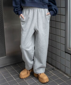  【ウエストゴム】スウェットワイドパンツ