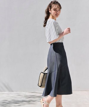  【洗える】ライトデニムライクシャンブレー スカート