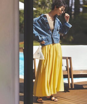 【UNFILO・Sサイズ有】レーヨンナイロンカラーギャザー パンツ(検索番号:UK28)