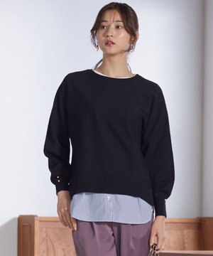  【洗える】シャツコンビレイヤード カットソー