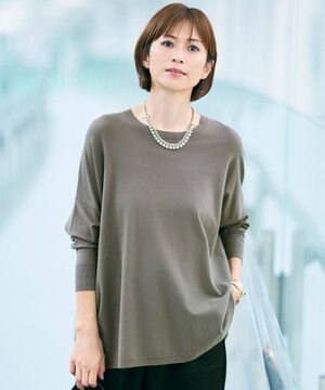 【WEB限定カラーあり・洗える】レーヨンストレッチ ニットT