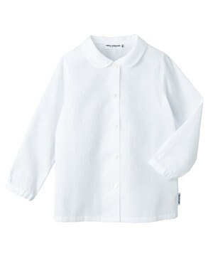  【90-140cm】ピケ素材の丸衿長袖ブラウス