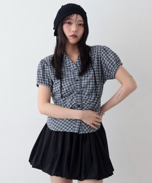  コンパクトギャザーチェックシャツ