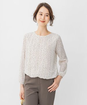  【洗える/ドット柄】ロイヤルシフォン プルオーバーカットソー