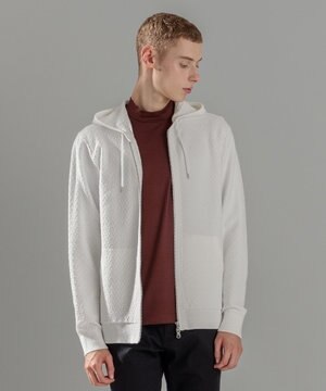  【イージーケア】 ヴィスコースリンクス　ジップアップニットフーディー