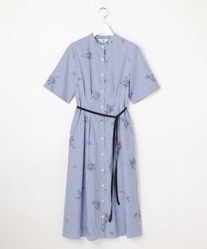  【一枚で着映え】ストライプ×フラワープリント ワンピース