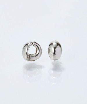  【ピアス見えシリーズ/金属アレルギー対応】オーバルフープスナップイヤリング　シルバー