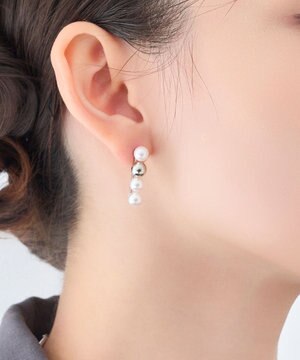  【金属アレルギー対応】ミックスドットピアス　シルバー/ニッケルフリー/パール