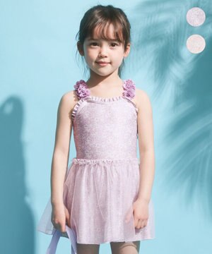  花柄チュールワンピース水着