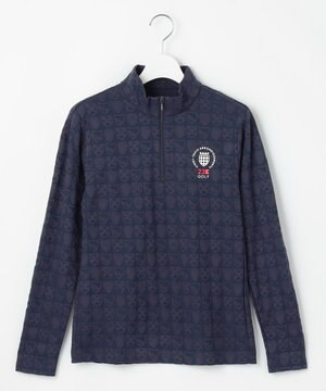  【WOMEN】ハーフジッププルオーバー 着回しやすく長く愛用できる 総柄ながらもシック