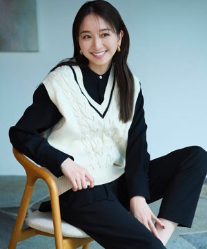  【洗える】コットンリリー Vネック ベスト