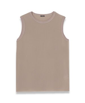  【洗える】クレープ ド ソワ　ノースリーブブラウス