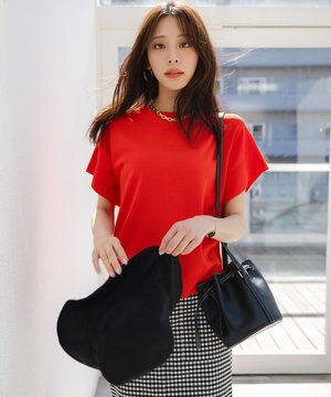  【and GIRL掲載/アイスタッチ】フレンチスリーブ ニット