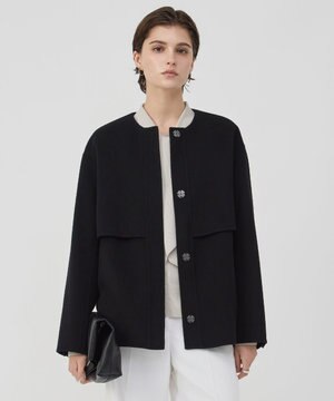  【先行予約】WoolRever ノーカラーショートコート