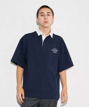 【UNISEX】ワンポイントロゴ ラガーシャツ / オーバーシルエット