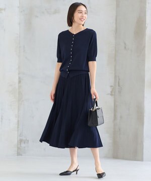  【WEB限定・洗える】ハイツイストコットンアセテートニットセットアップ ワンピース