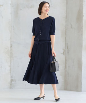 【WEB限定・洗える・XSサイズあり】ハイツイストコットンアセテートニットセットアップ ワンピース