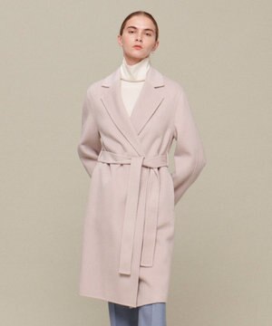 ダブルフェイスカシミヤ　ラップロングコート
