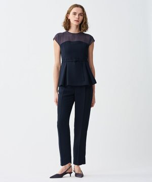 【防シワ・洗濯機洗い可】ウォッシャブル ダブルクロス テーパードパンツ