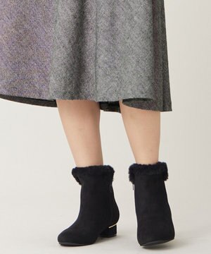  【23.0~24.5cm】メタルポイントフェイクファーレディ ブーツ